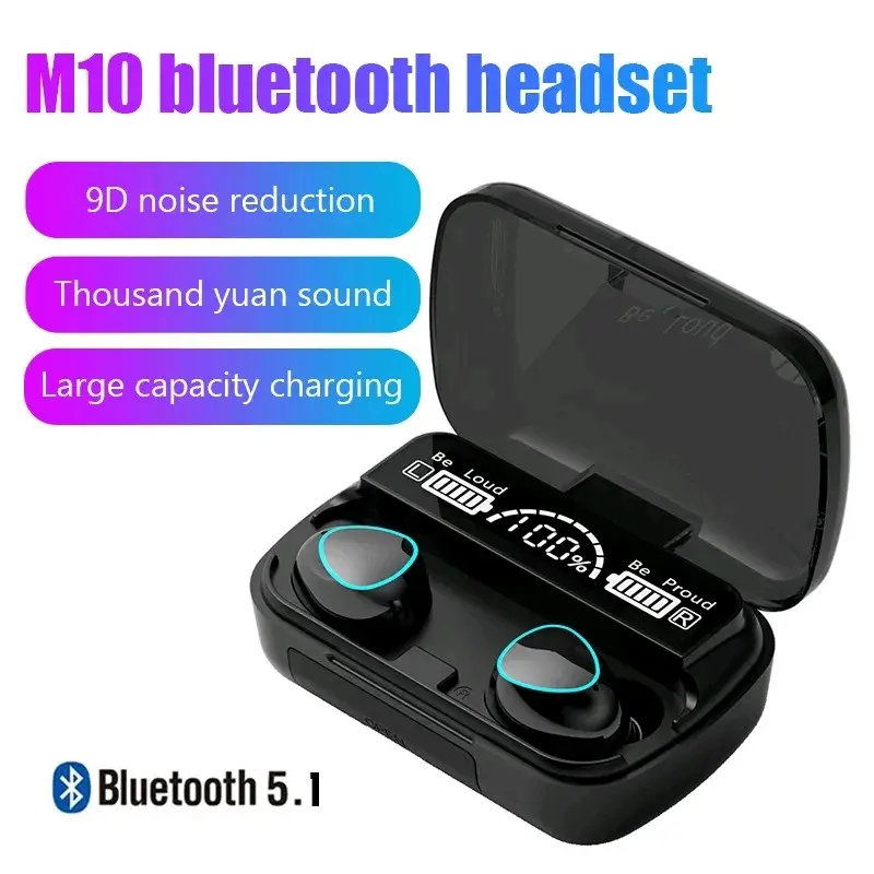 Headset Bluetooth Tws M10 Headphone Earphone Bass  Nirkabel Kotak Pengisi Daya Support Powerbank 5.1 Stereo Olahraga Tahan Air Earbud dengan Mikrofon  Untuk Semua Perangkat Smartphone Android Iphone Telepon Earphones Handphone Wireless Noise Isolating Mul