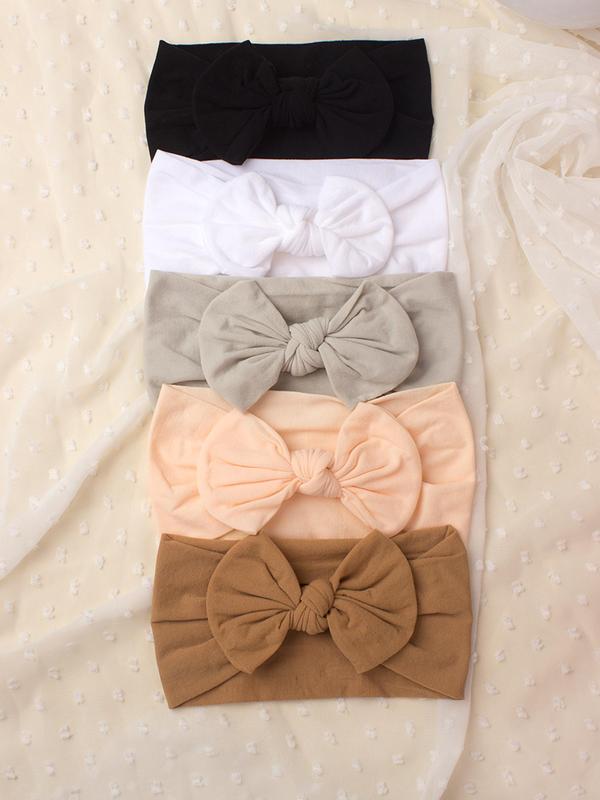 Baby's Solid Bow Decor Hair Band, Cute Plain Bowknot Design Hair Band, Newborn Infant Baby Hair Accessories 7