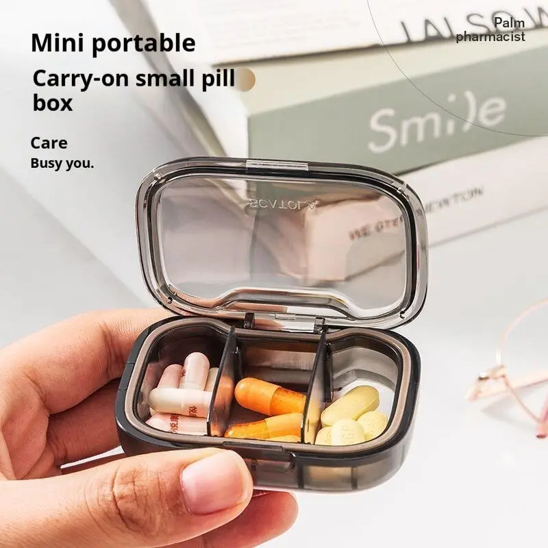 Portable small medicine box, medicine packaging and storage box, sealed three meals a day portable medicine box，Kotak ubat distribusi orang tua, kotak ubat mini yang boleh dibawa time  capsule kotak  apotek  mini kotak  plastik