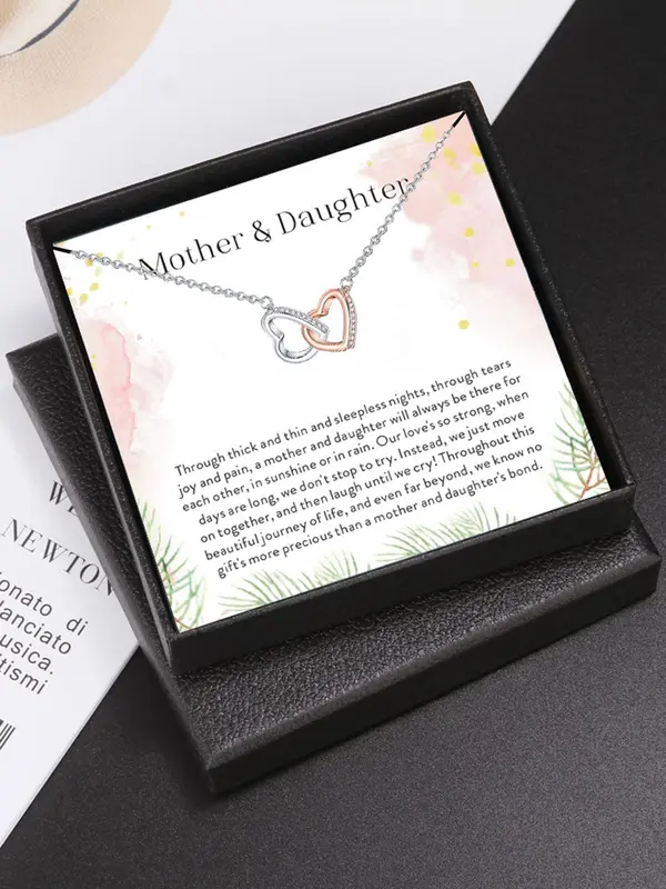 Heart Shaped Pendant Necklace, Mother & Daughter Themed Necklace, Fashion Jewelry Accessories for Women & Girls, Gift for Mom & Daughter 3