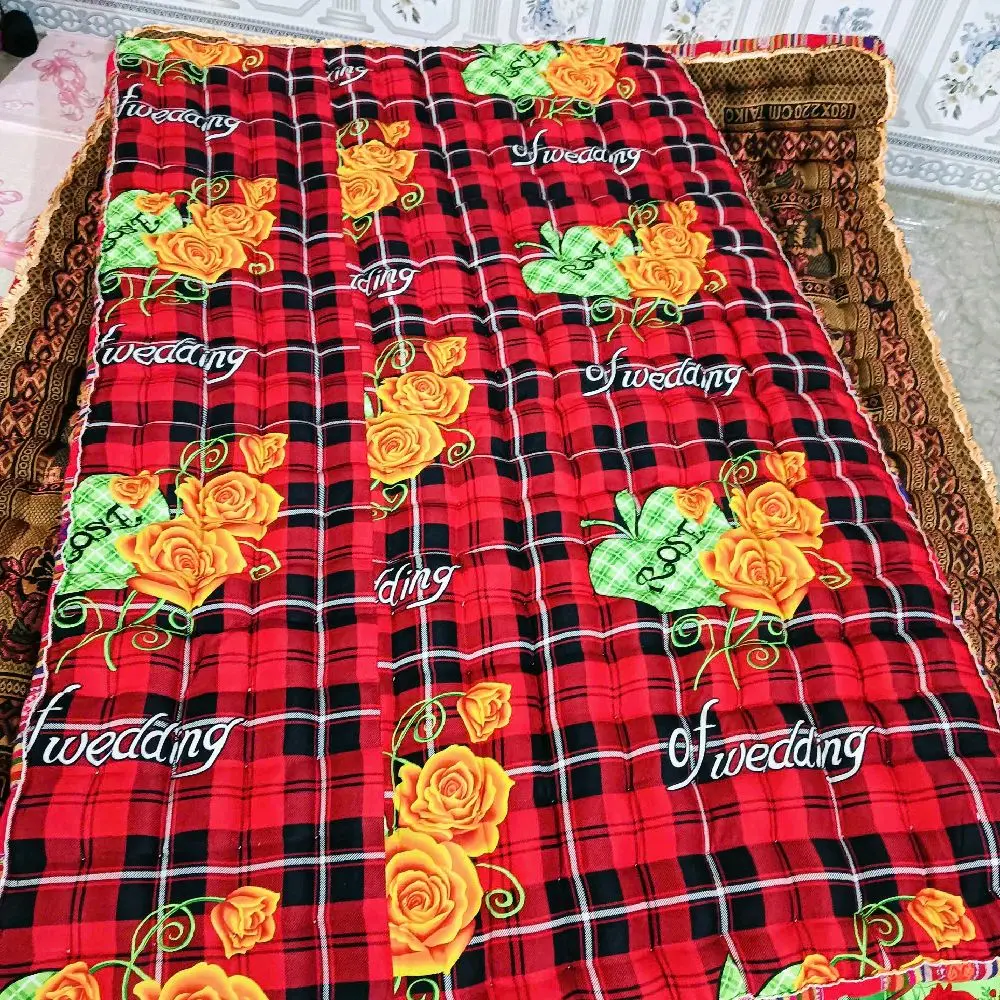 KHUNG VỎ ĐỆM NGỦ 1M2 CHƯA NHỒI BÔNG, HOA ĐỎ