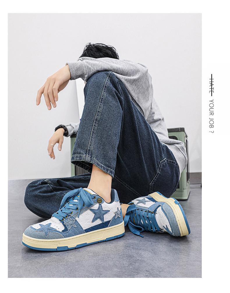 Product Introduction of Giày Nam, Bộ Sưu Tập Mùa Lò Xo Mới, Giày Denim Maillard, Họa Tiết Ngôi Sao, Giày Thể Thao, Dễ Phối Đồ Thường Ngày Thời Trang Độc Đáo Giày Thể Thao, Thời Trang Và Thanh Lịch, Dễ Phối Đồ 12