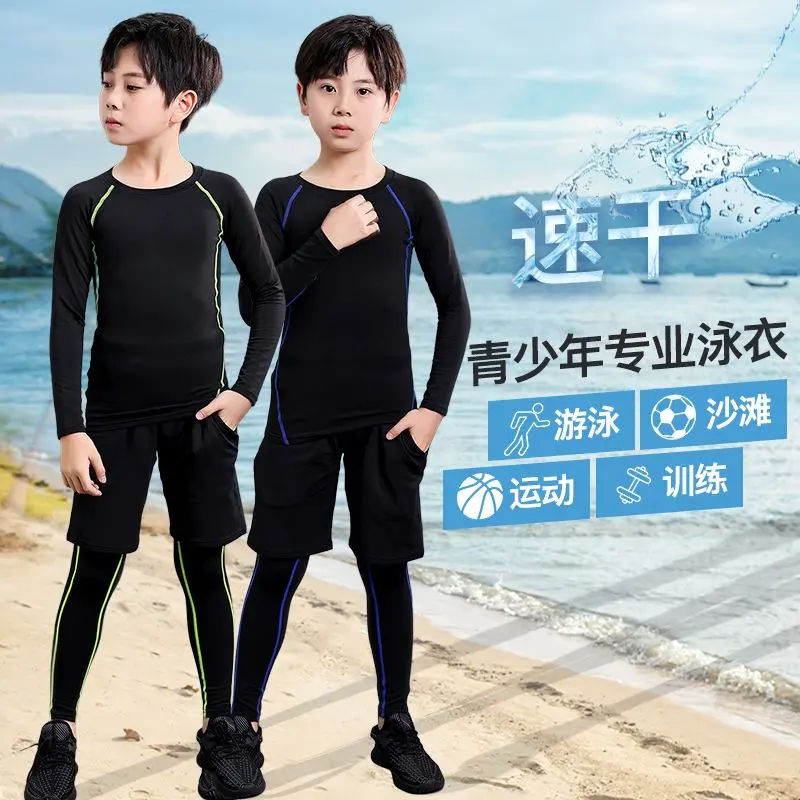 Snorkeling Conservative Swimwear for Men and Women 2024 New Slimming Two-Piece Diving Suit with Belly Covering Long Sleeve and Long Pants Two-Piece Set