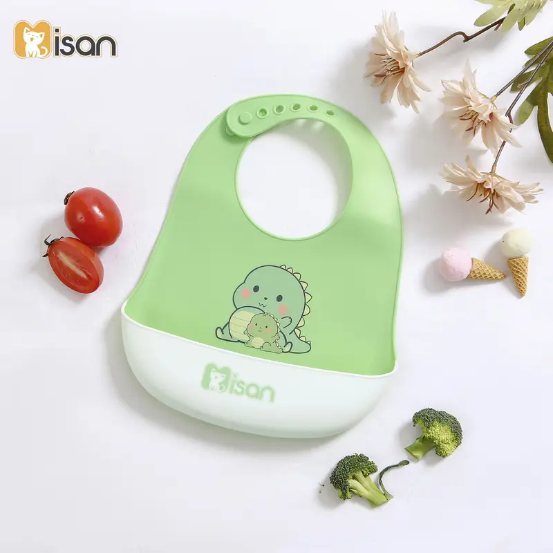 Yếm Ăn Dặm Silicone Misan Mềm, Nhẹ Cao cấp có máng hứng nhiều hình, mẫu mã đa dạng 6