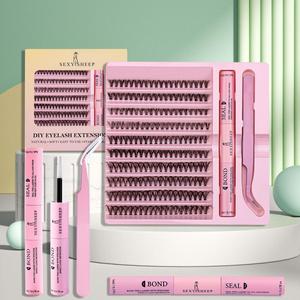 Individual False Eyelashes with Eyelash Glue & Tweezers, 200pcs/box Natural Look Eyelash Extensions, Self Grafting Curl Eyelashes for Women & Girls