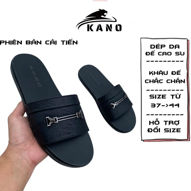 Dép KANO K1 cải tiến mác kim loại chống gỉ, khâu chân quai tỉ mi chắc chắn ,đế cao su đúc chống thấm chống trơn trượt Slipper DéP Đế Bằng Nam Đồng 0 đến 2 cm dép lê dép  nam đẹp