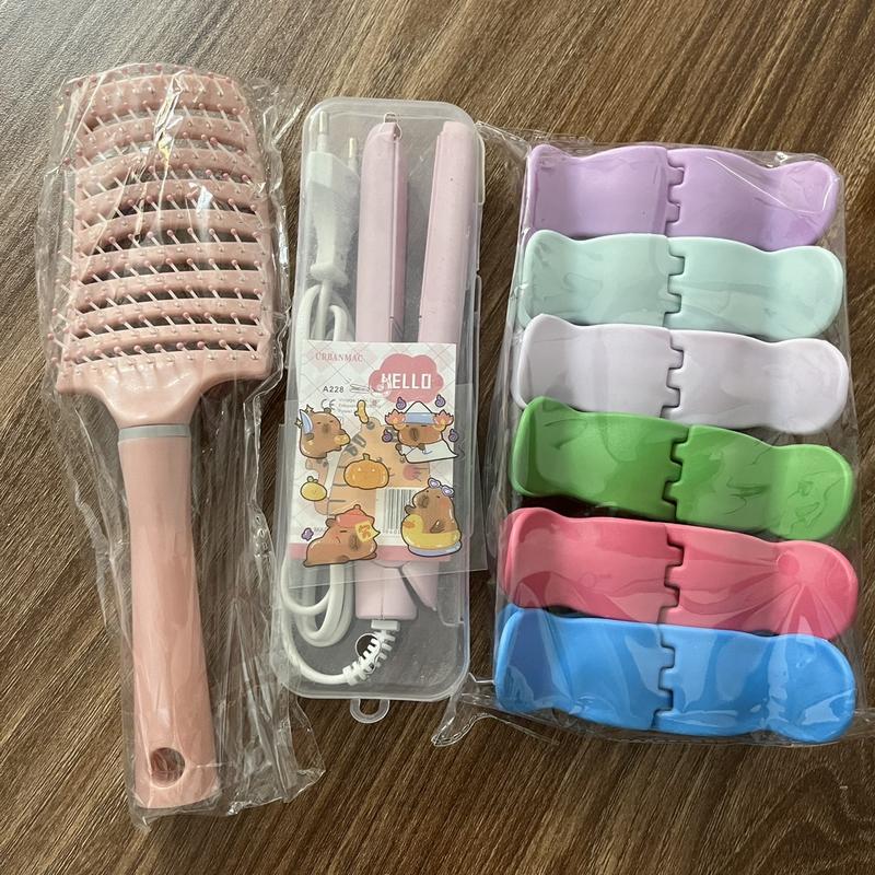 Product Introduction of Combo 3 món tạo kiểu tóc cho nữ: Lốc 12 kẹp càng cua 5 răng,6 răng+máy uốn duỗi mini+lược bán nguyệt gỡ rối-sticker 16
