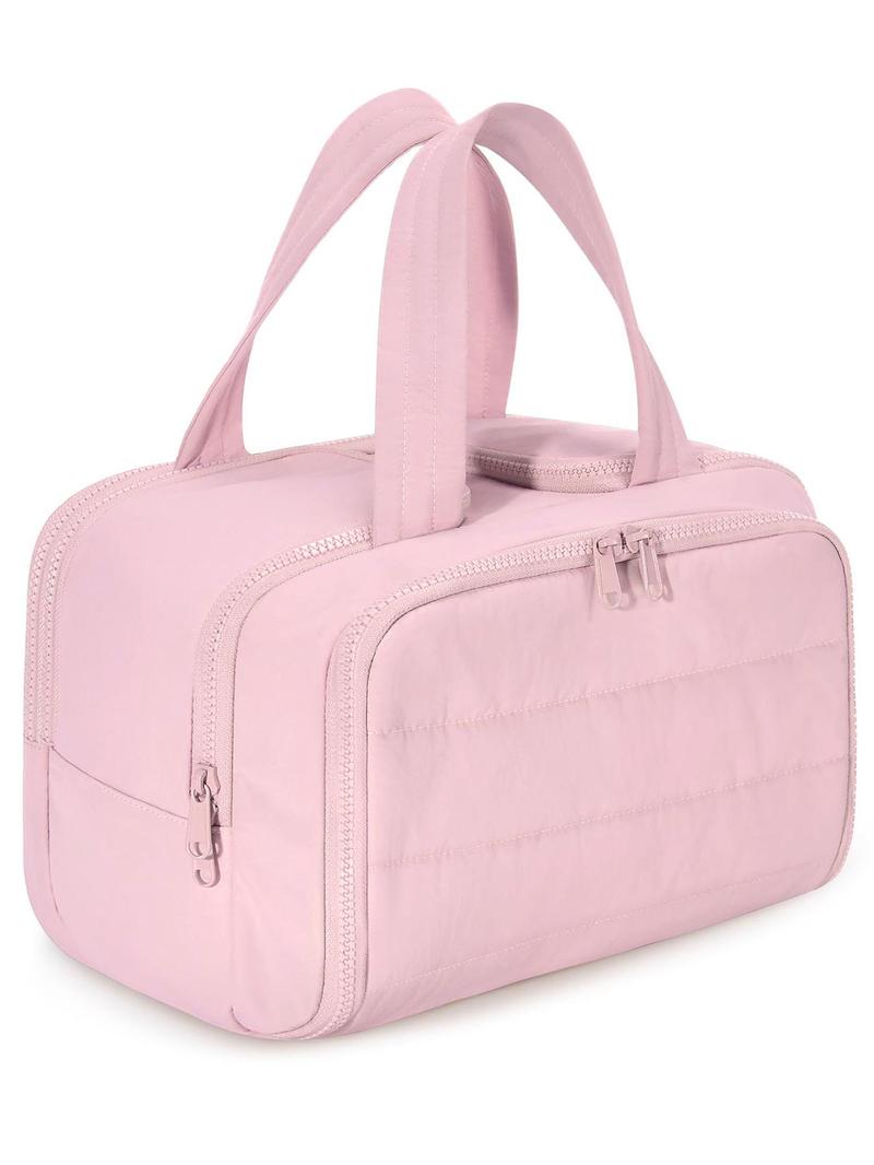 Product Introduction of Solid Color Makeup Bag, Lightweight Large Capacity Handbag, Portable Travel Bag for Women & Girls, Suitable for Travel and Daily Use 0