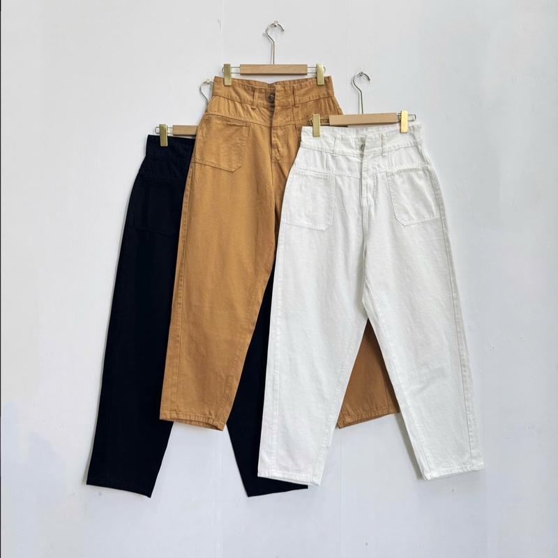 HÀNG TẾT MỞ BÁN 1LIVE vải kaki dài chín tất 90-93cm vải kaki túi ngang hách dáng đùi cho nữ từ 50kg đến 92kg Women