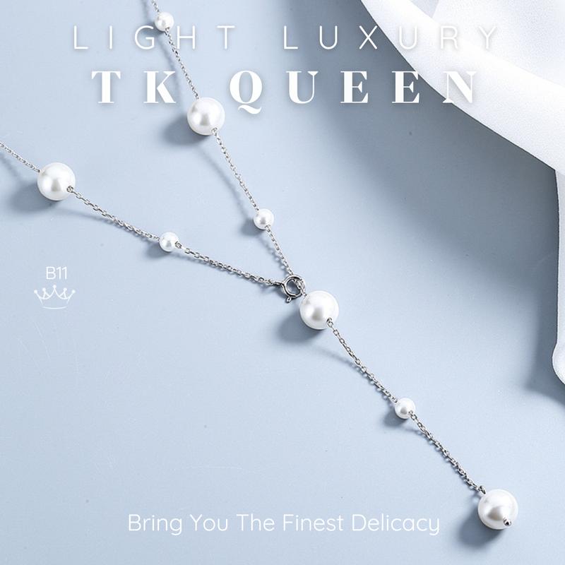 【B11 Dây chuyền ngọc trai nước ngọt thật đa năng nhiều kiểu đeo Trang sức phụ kiện nữ thiết kế Light luxury - TK QUEEN Accessories