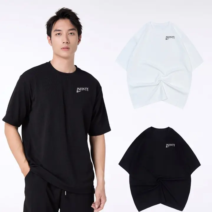 Áo phông trơn cao cấp in logo Infinity Menswear Top Cổ Tròn Cotton