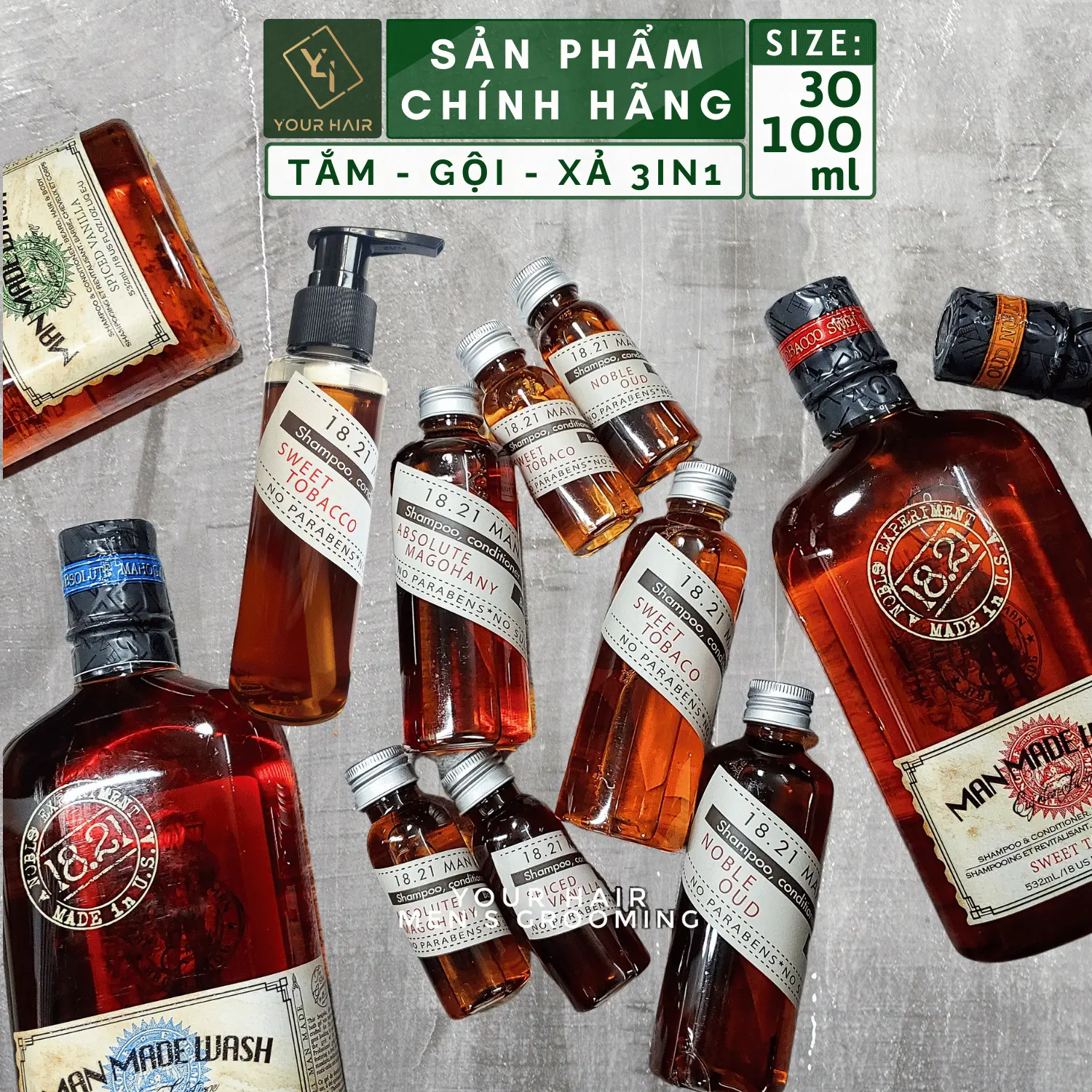 Sữa TẮM GỘI XẢ 3 trong 1 cho nam 18.21 Man Made Wash 3 in 1