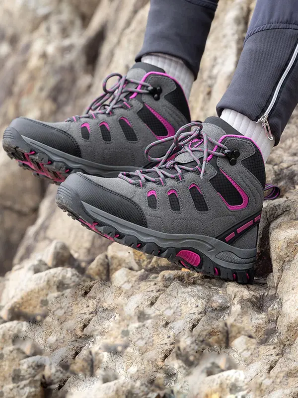 Women's Colorblock Patchwork Lace Up Hiking Shoes, Casual Outdoor Sports Shoes, Breathable Comfortable Non-slip Sneakers for Outdoor Activities 2