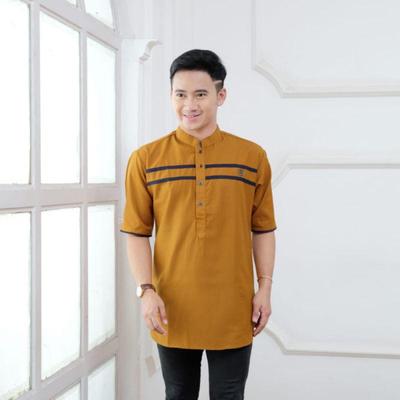 Baju Koko Pendek Garis Lurus AL Muslim Fashion - EchoTik