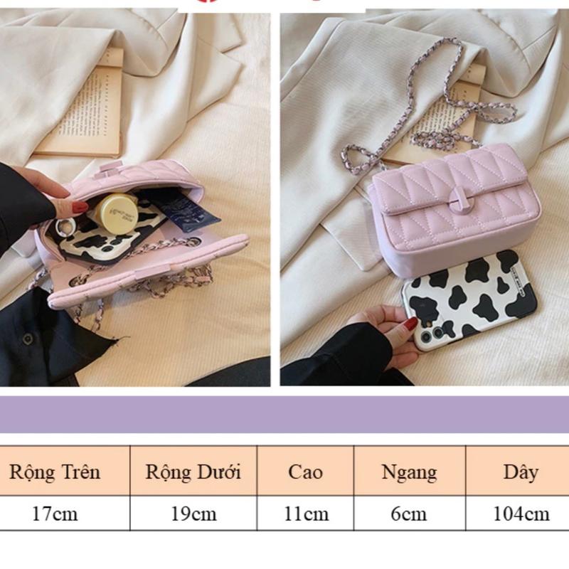 Túi xách nữ đeo chéo kiểu dáng đơn giản dập ô hình thoi 6