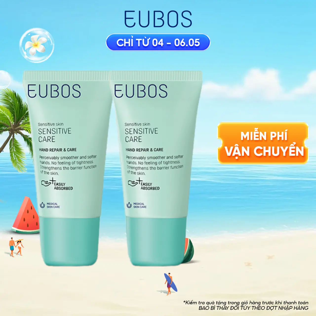 Combo 2 Kem Dưỡng Da Tay EUBOS Giúp Mềm Mịn, Dưỡng Ẩm Chuyên Sâu, An Toàn Cho Da Nhạy Cảm 25ml