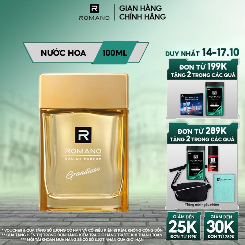 [ĐƠN 199K TẶNG 2 QUÀ] NƯỚC HOA CAO CÂP DÀNH CHO NAM Perfume EDP GRANDIOSE ROMANO 100ML
