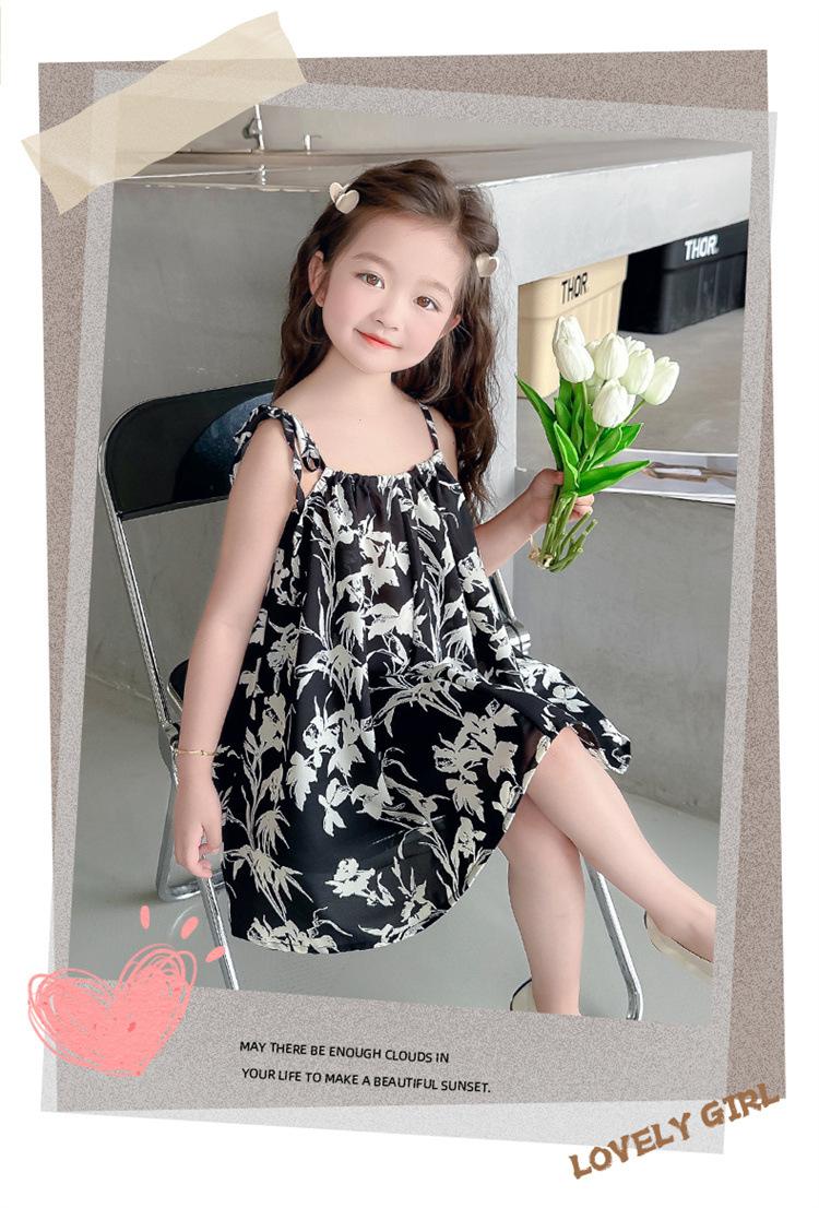 Product Introduction of Summer New Girls' Braces Skirt Floral Fashionable Temperament Children's Sleeveless Seaside Travel Versatile Skirt 5