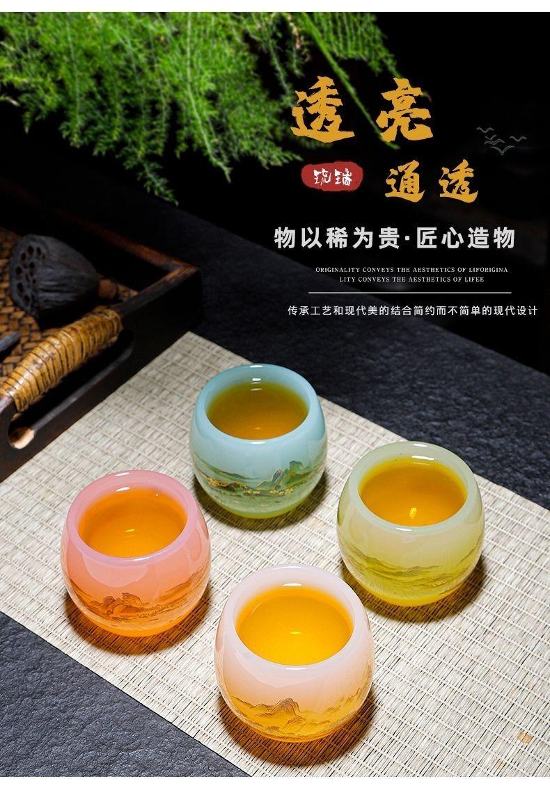 Product Introduction of Thousand-Li Landscape Jade Porcelain Glaze Master Cup Special High-End Chinese Tea Cup Landscape Cup High-End Jianzhan Guest Cup Heat Insulation 4