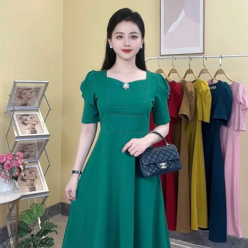 Đầm d30 xếp ngực màu sắc đa dạng - LYNLYN CÔNG SỞ - sang trọng lịch sự   đầm Nữ Women Dress Đỏ đầm hoa tulip độc đáo 1