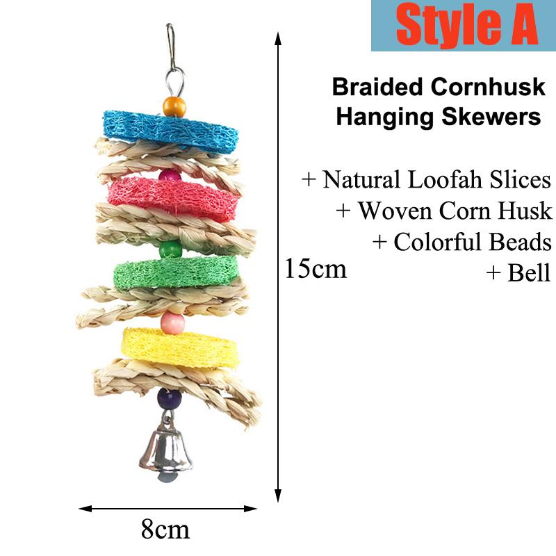 Product Introduction of Parrots Bird Chewing Toy Rabbit Hanging Bell Bite Rattan Ball Molar Toys Parakeet Birdcage Decoration Hamster Chew Toys צעצועים 20