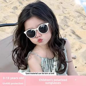 แว่นกันแดดแฟชั่นสำหรับเด็ก, ป้องกัน UV400, กรอบเต็ม, วัสดุ TAC, สำหรับเด็กผู้หญิง, แว่นตาตาแมวน่ารัก, เหมาะสำหรับฤดูร้อน, ป้องกัน UV, โพลาไรซ์, รุ่นใหม่ 2025, 6132 แว่น  แท้