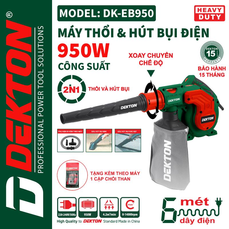 Máy Hút Thổi Bụi Dùng Điện Dekton 950W / DK-EB950 / Lưu Lượng Gió 4,2m3/Min / Tốc Độ Tối Đa 14000Rpm