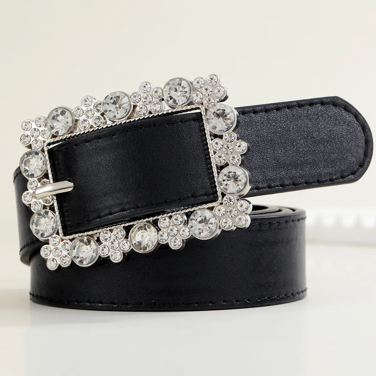 Cross-Border Hot Selling Fashion New Wholesale Small Flower Rhinestone Japanese Buckle All-Match Fashion Decorative Belt Factory Direct Sales