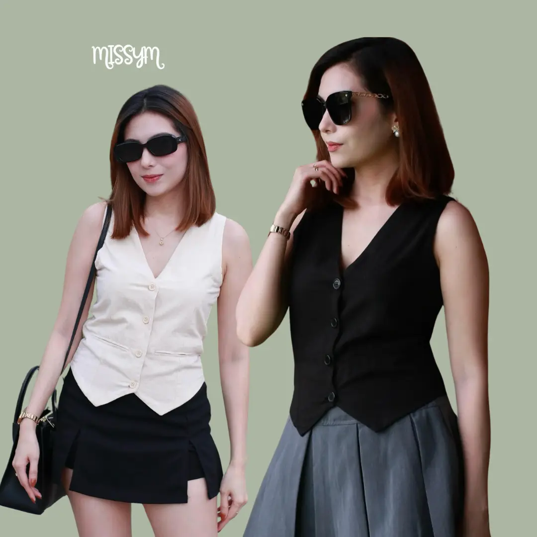 Missym Demi Linen Buttoned Vest Waistcoat for Women Cotton Classy Summer Linen Top Womenswear Fitted Elegant
