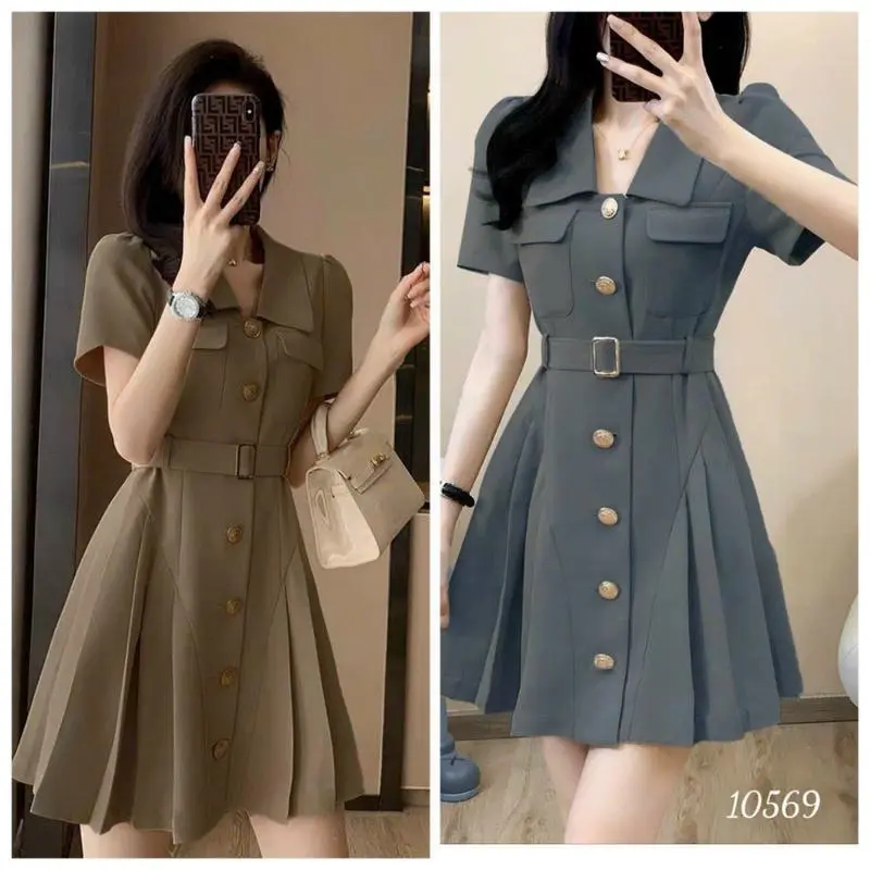 Đầm Váy midi công sở thường ngày cho nữ kèm dây thắt eo có size M,L,XL,2XL
