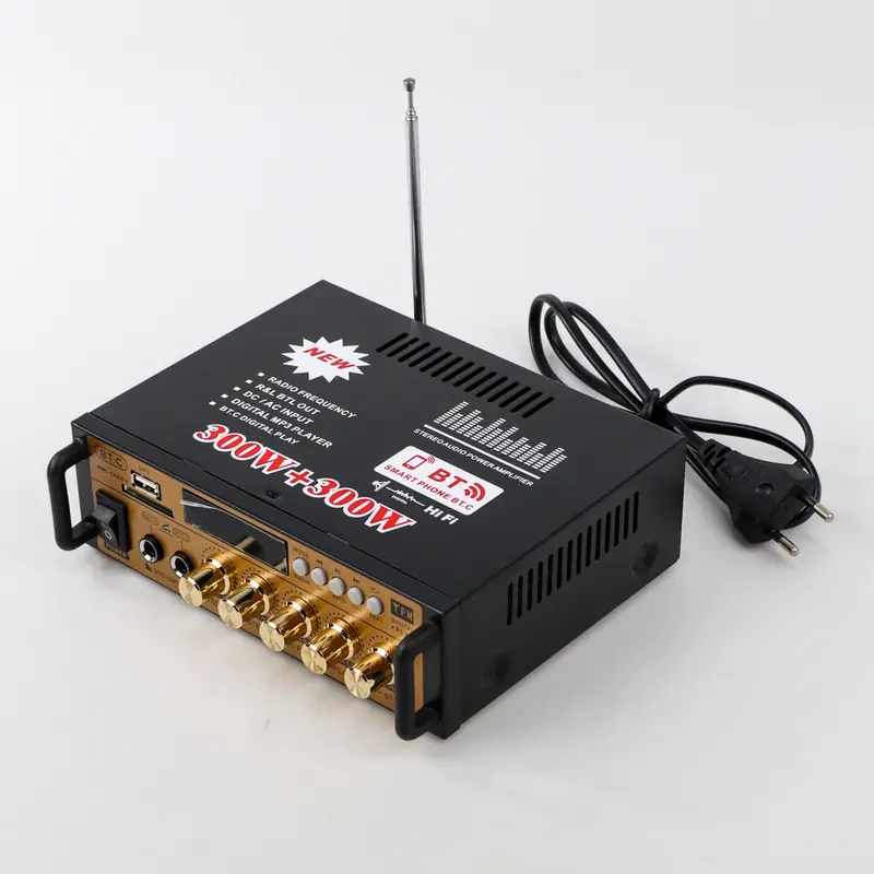 Amplifier Bluetooth EQ Audio Karaoke Home Theater FM Radio 300W + 300W - Taffware AV-298BT Bass Equalizer 6