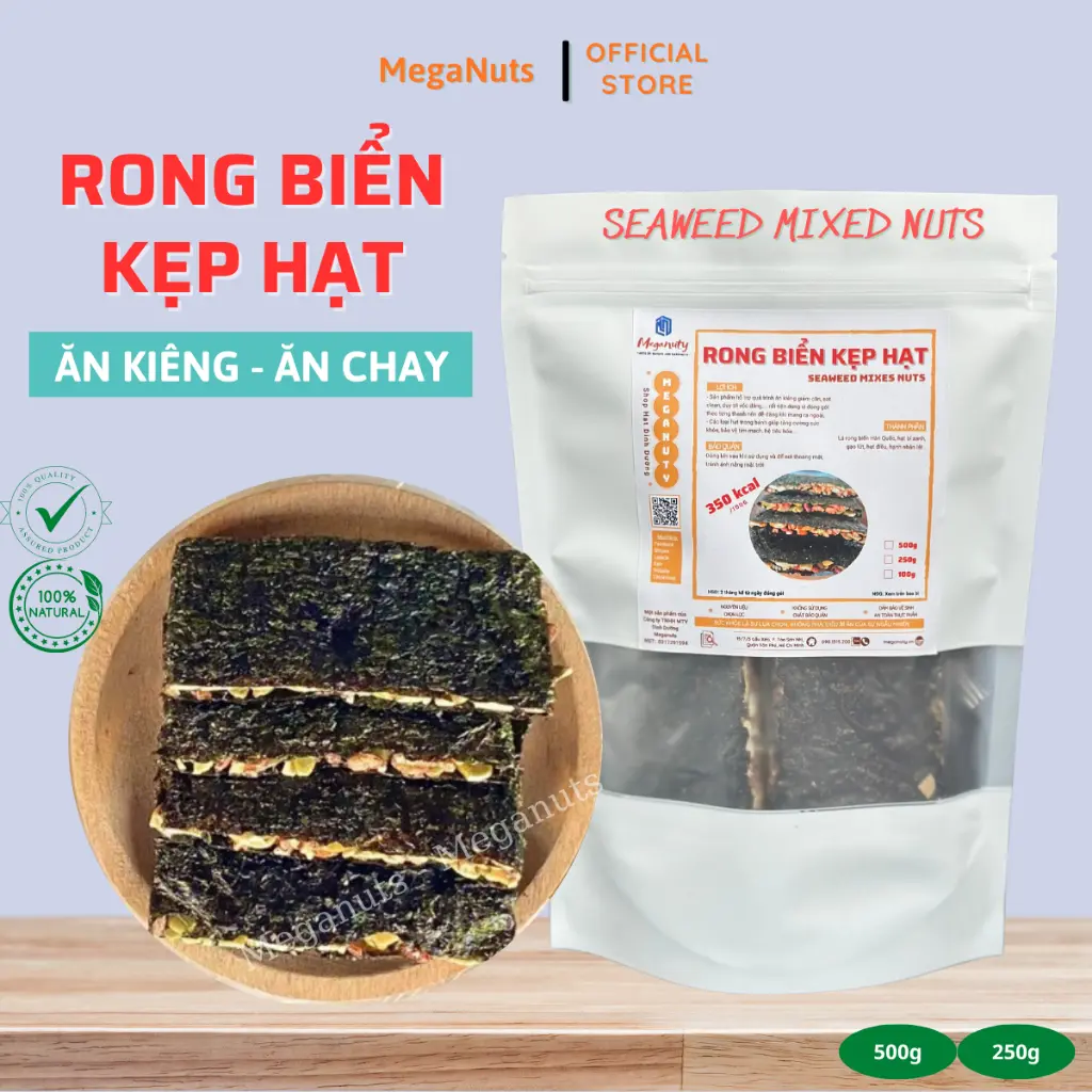 Rong biển kẹp hạt Meganuty dinh dưỡng - Bánh ngũ cốc không đường