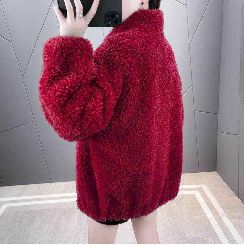 Product Introduction of Áo Khoác Lông Cừu San Hô, Dày, Mùa Đông Của Phụ Nữ, Nhung Hai Mặt, Áo Len Cao Cổ Giữ Nhiệt, Áo Cardigan, Dây Kéo, Ngoại Cỡ, Lông Cừu, Dành Cho Phụ Nữ 9