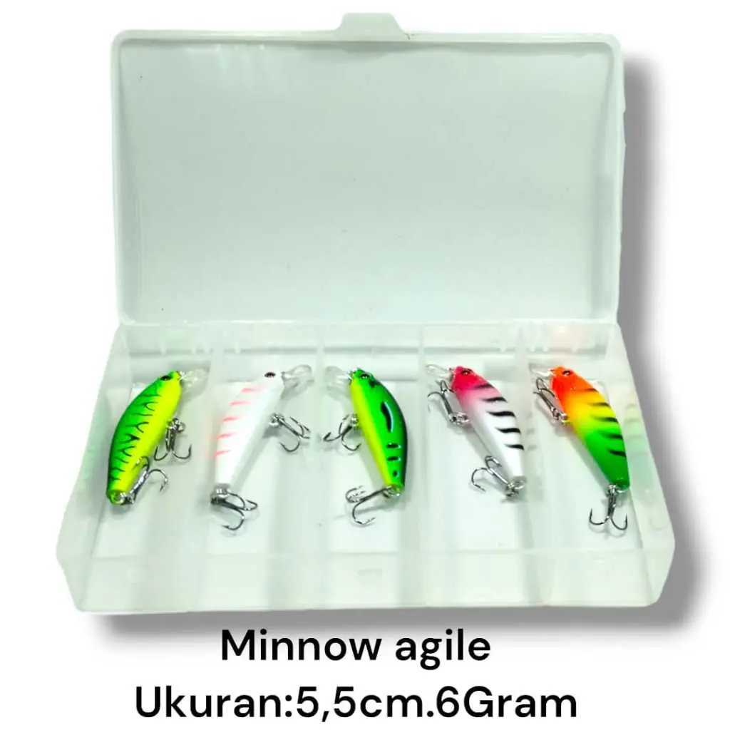 PAKET LENGKAP UMPAN CASTING MINNOW AGILE