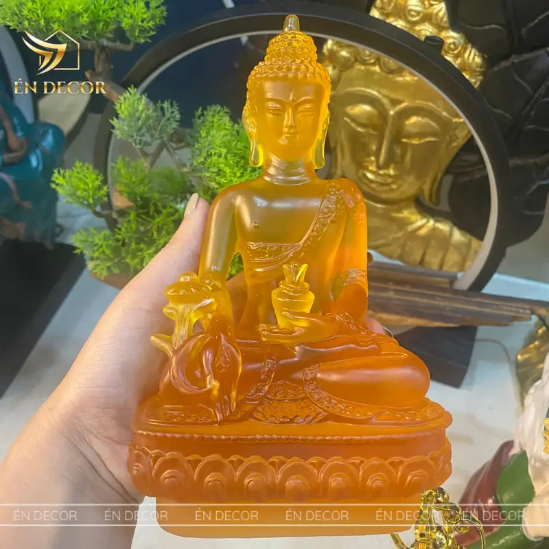 [ DECOR ] Tượng Phật Dược Sư lưu ly mini ÉN DECOR 7 màu hàng loại 1 decor trang trí phong thuỷ, an nhiên Decor Phòng Trang Trí Nhà 1