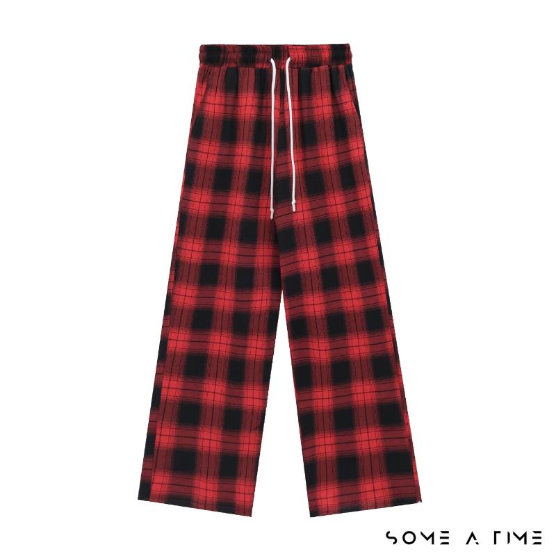 Product Introduction of Quần Kẻ Caro Ống Suông Rộng Sometime 8 Màu Nam Nữ Unisex Có Giải Rút Vải Không Xù Mặc Đi Chơi Đi Ngủ-CR01 Ong Menswear 12