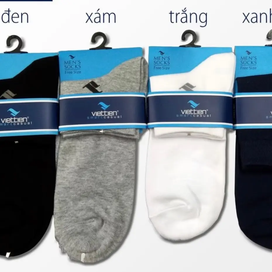 Vớ Việt Tiến cotton đen, xanh đen, trắng , xám