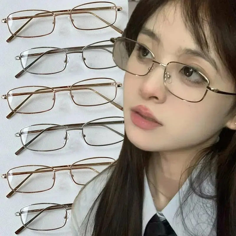 Y2K Women's Retro Small Square Frame Glasses Girls Japanese Harajuku Glass Eyewear Decorative Eyeglasses