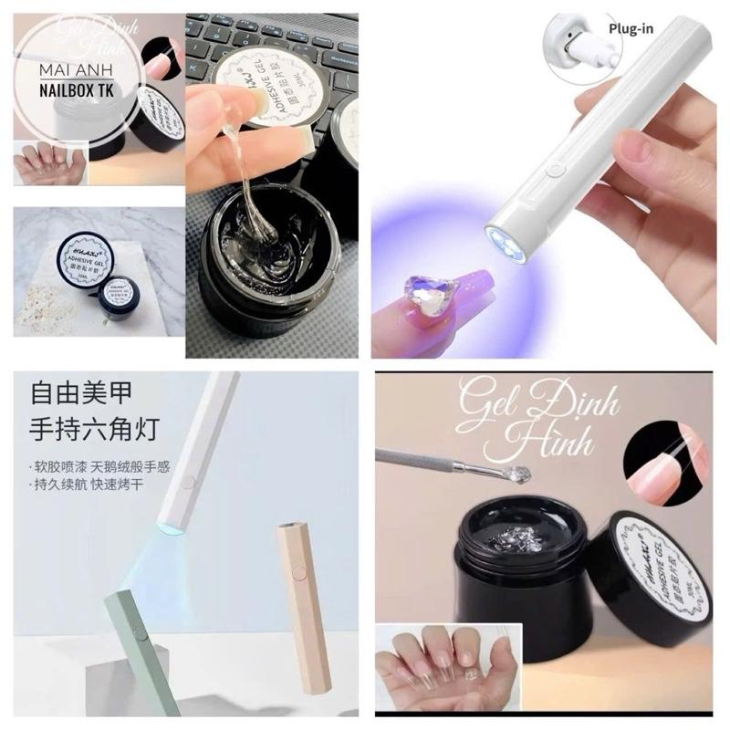 Combo gắn móng giả, nailbox siêu bền, dễ sử dụng, gel định hình+ máy hơ 1