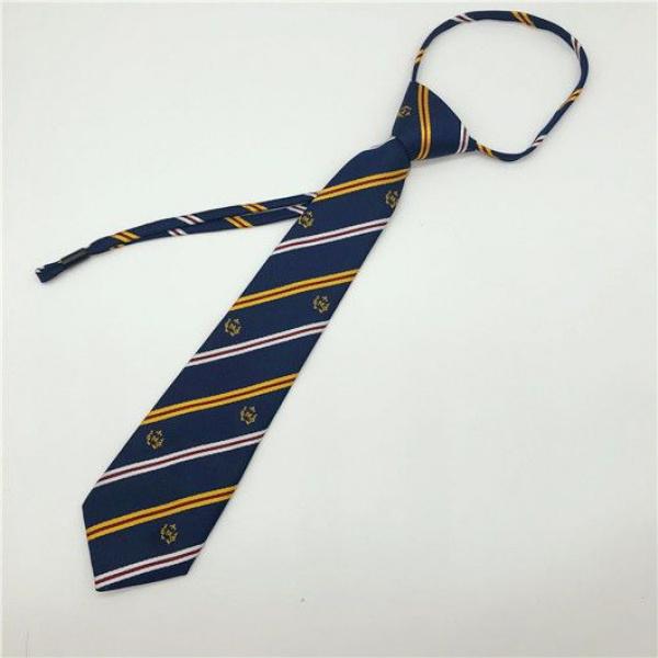Product Introduction of Striped Elastic Punch-Free Primary and Secondary School Uniform Tie Shirt Female Children Japanese Decorative Tie Male College Style 1