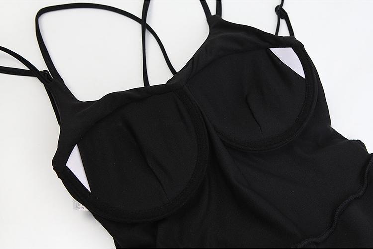 Product Introduction of 2023 New Korean One Piece Swimsuit Women Bathing Suit Solid Sexy Slip Dress Halter Bikini Set Hot Spring Swimwear 30