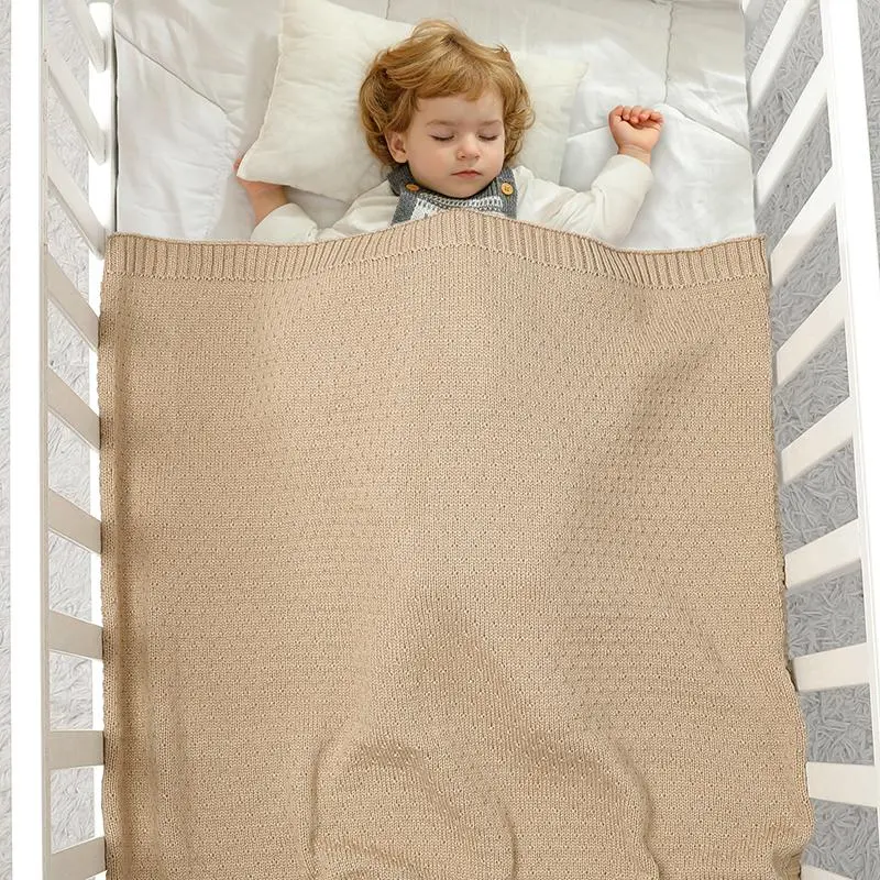 Solid Color Knitted Baby Blanket, Soft Comfortable Breathable Napping Throw Blanket, Skin Friendly Bedding Supplies for Home Bedroom Dormitory 0
