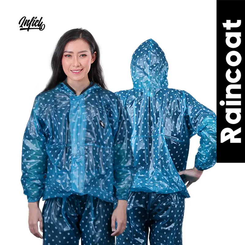Jas Hujan Wanita Cewek Perempuan Setelan Motif Polkadot Original CL 168 IFS 1 1