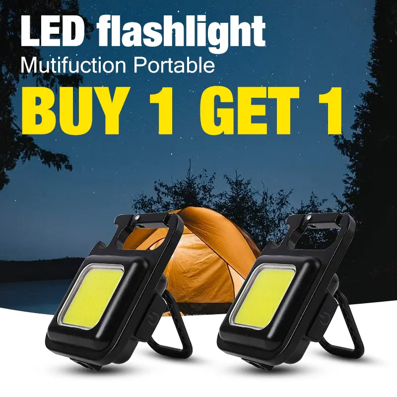 MQK- BUY 1 TAKE 1 Mini Keychain COB Work Lamp/USB Powered Keychain Light/Outdoor LED Emergency Flashlight