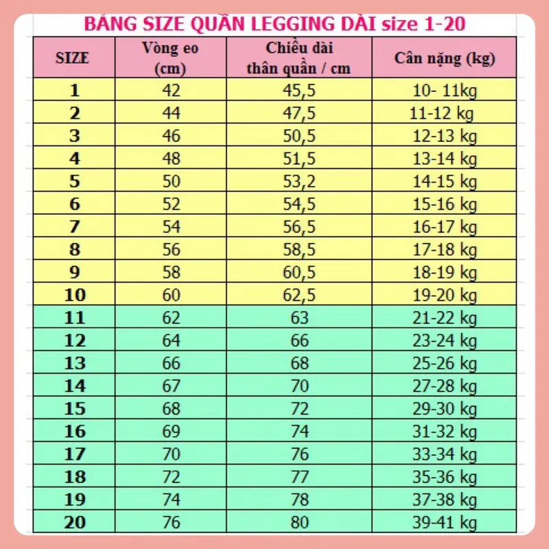 (21-41kg) Quần legging bé gái thun cotton 4 chiều chất dày dặn mềm co giãn tốt 8