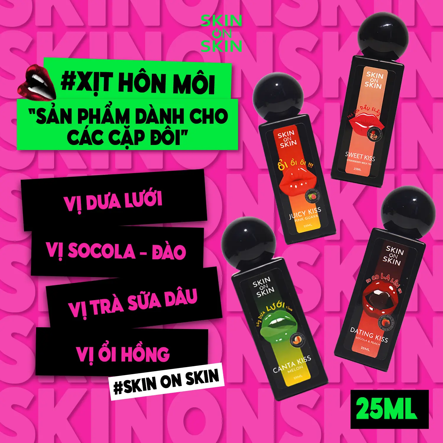 Xịt Thơm Miệng Skin On Skin 25ml Hương Trái Cây Bạc Hà Dùng Cho Nam Nữ