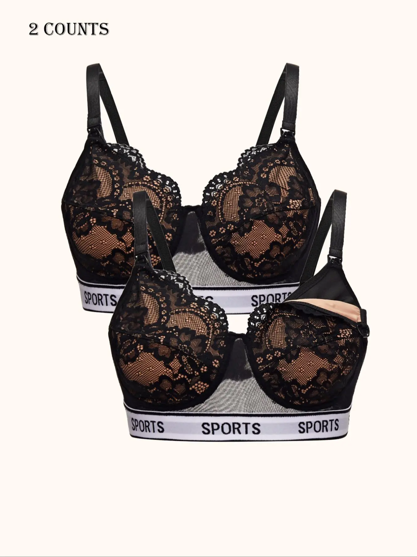 Women's Patchwork Lace Bra, Soft Comfortable Breathable Bra, Maternity Solid Nursing Bras, Women's Underwear for All Seasons