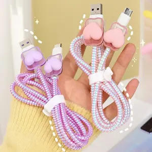 Pelindung Kabel Charger Data 1 Set 4 in 1 Presisi Cable Bite Kabel Type C USB A Micro USB Lightning Kompatibel untuk Samsung Xiaomi Realme Tecno Infinix Vivo Oppo Huawei Karakter Marvel  Nintendo Hello Kitty Lotso MyMelody CInnamoroll