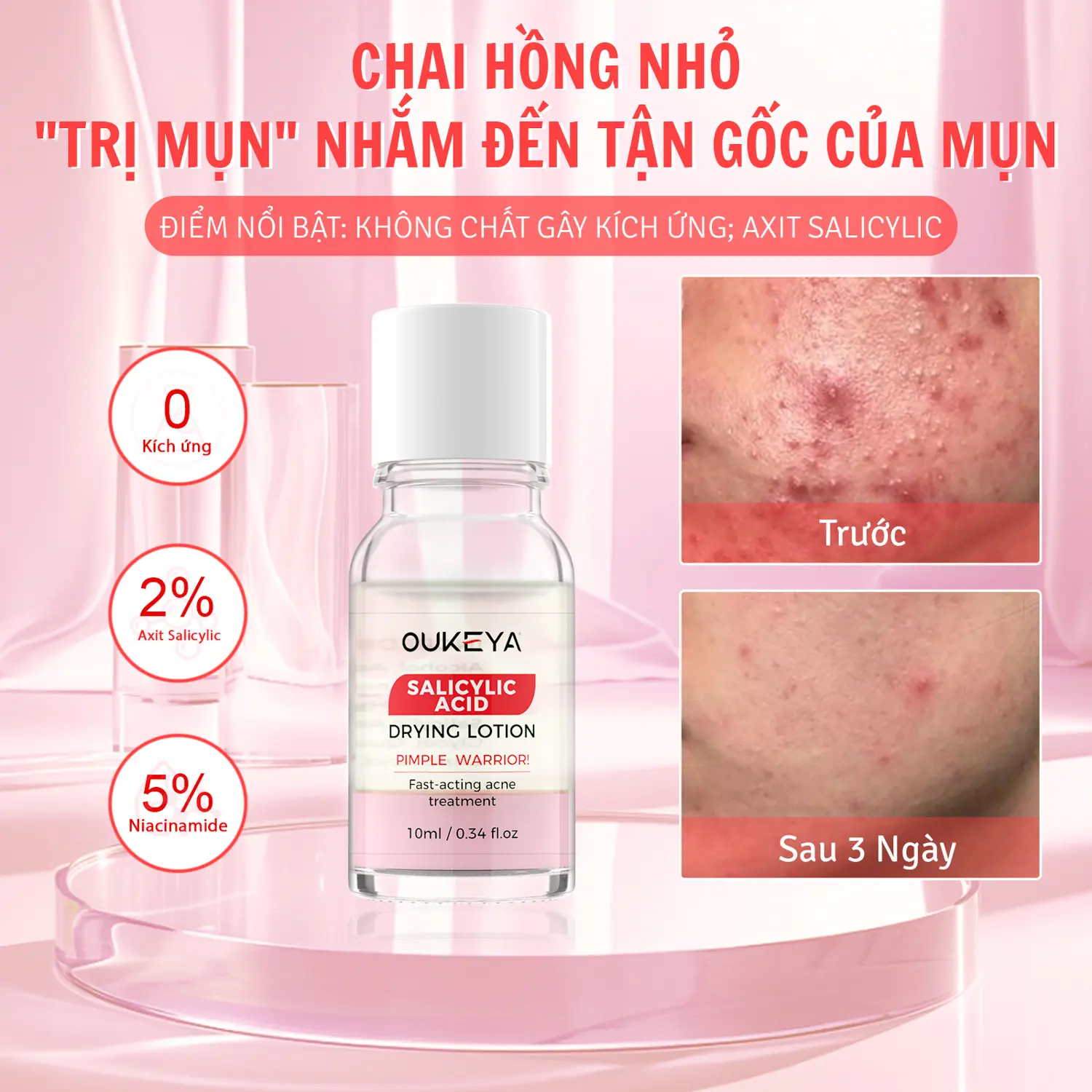 Tinh Chất OUKEYA Giảm Mụn Cho Da, Chăm Sóc Da