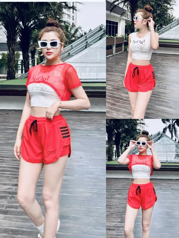 bộ đùi thể thao 3 trong 1, tặng kèm mút ngực, Chạy Bộ Tập Thể Dục Tập Gym Thể Dục 5
